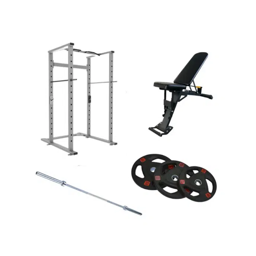 GymFit - Volledig Home Gym Pakket - Power Cage - Squat Rack - Adjustable Bench - Gewichten